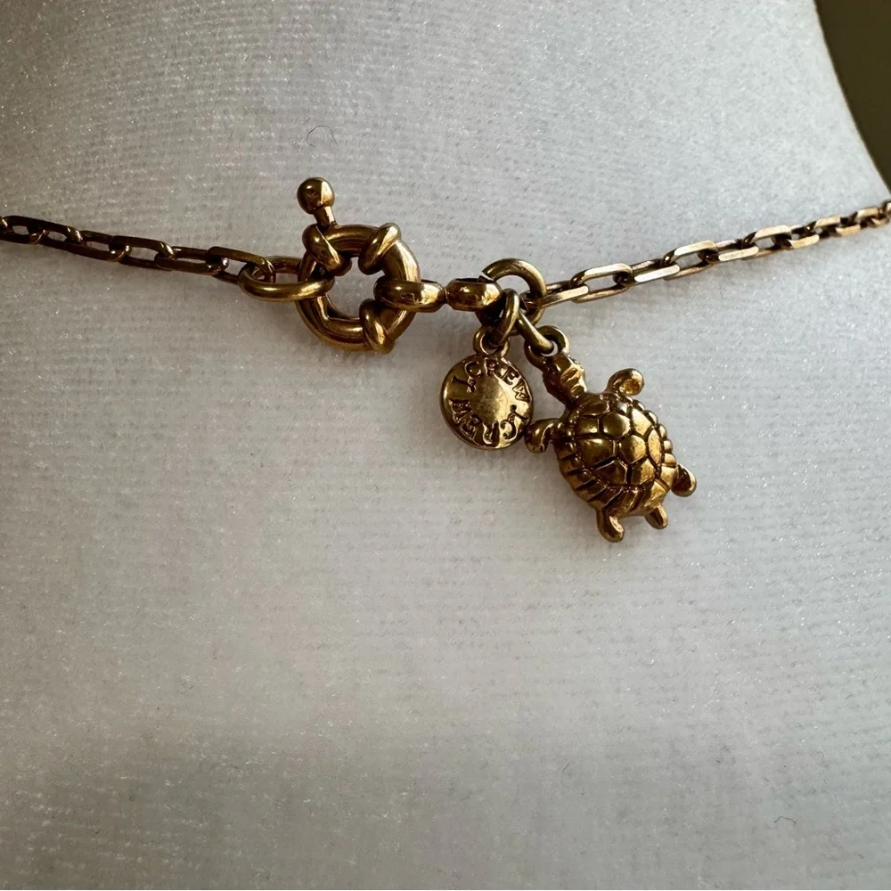 J.Crew Coral Pink Enamel Flower Pendant Necklace Gold Tone 26” - Picture 3 of 12